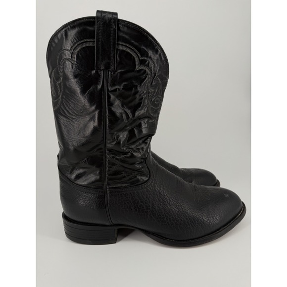 Tony Lama CT456 Black Leather Western Rodeo Cowboy Boots USA Men's 10 EE Vintage - Picture 2 of 11